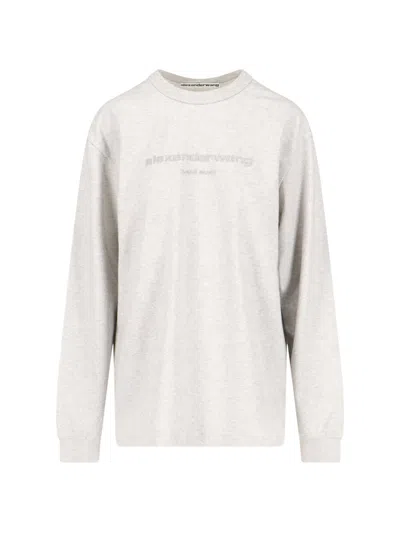 Alexander Wang Logo Crew Neck Sweatshirt In Lightheathergrey