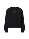 Alexander Wang Essential Terry Crew Neck Cotton Sweatshirt Clothing In Black