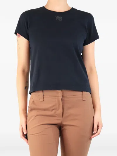 Pre-owned Alexander Wang Logo Cropped T-shirt In Black