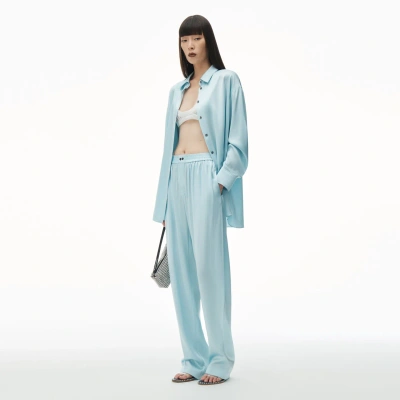 Alexander Wang Logo Cutout Boxer-style Pant In Silk In Shine Blue