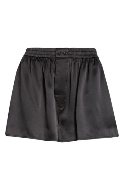 Alexander Wang Logo Cutout Silk Boxer Shorts In Black