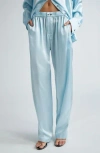 Alexander Wang Logo Cutout Boxer-style Pant In Silk In Shine Blue
