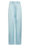 Alexander Wang Logo Cutout Silk Pajama Pants In Shine Blue