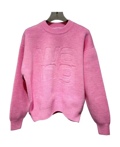 Alexander Wang Logo-debossed Crew-neck Sweatshirt In Pink