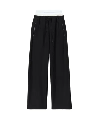 Alexander Wang Logo Decorated Stretch Sweatpants In Black