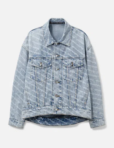 Alexander Wang Logo Denim Jacket In Blue