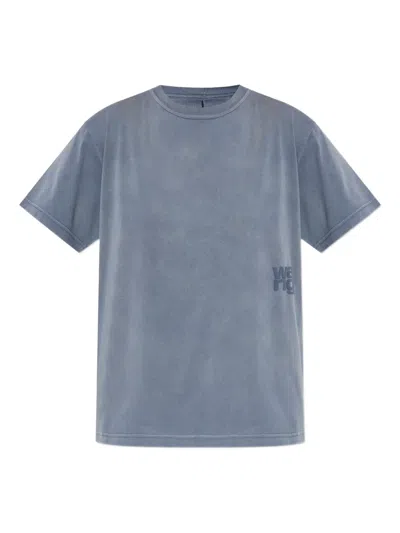 Alexander Wang Logo-detail Cotton T-shirt In Blue