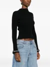 Alexander Wang Logo-detail Ribbed Top In Black
