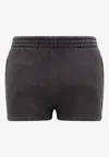 Alexander Wang Logo-embossed Jersey Mini Shorts In Gray