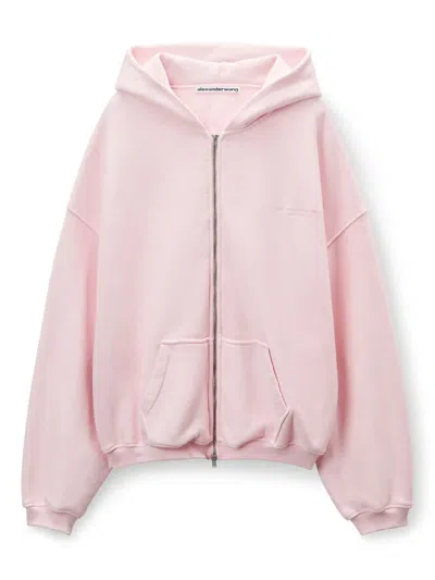 Alexander Wang Logo-detail Zip-up Hoodie In Pink