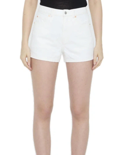 Alexander Wang Logo Detailed Denim Shorts In White