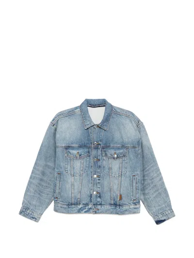 Alexander Wang Clip Denim Trucker Jacket In Blue