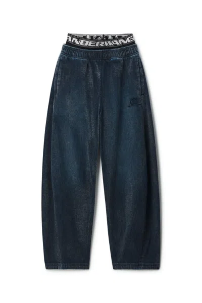 Alexander Wang Logo Elastic Brushed Denim Sweatpant Ink Blue