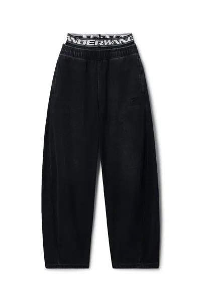 Alexander Wang Logo Elastic Brushed Denim Sweatpant Washed Black