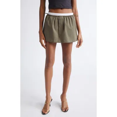 Alexander Wang Logo Elastic Cotton Twill Miniskirt In Multi