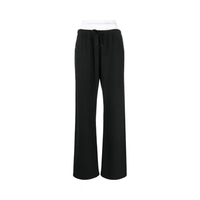 Pre-owned Alexander Wang Logo Elastic Exposed Brief Wide Leg Sweatpant 'faded Black' | Women's Size M