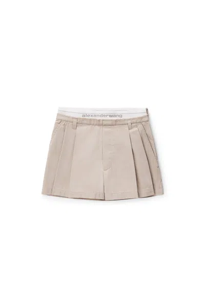 Alexander Wang Logo Elastic High-rise Short In Neutral