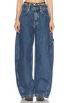 Alexander Wang Logo Elastic Prestyle Horseshoe Leg In Deep Blue