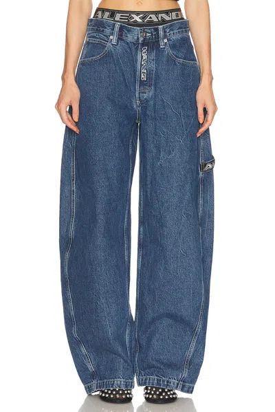 Alexander Wang Logo Elastic Prestyle Horseshoe Leg In Deep Blue