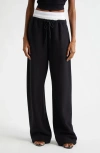 Alexander Wang High Waisted Pleated Pant With Logo Elastic Clothing In Faded Black