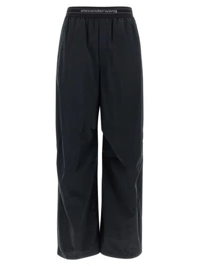 ALEXANDER WANG LOGO ELSTIC PANTS BLACK