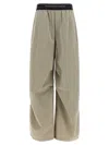 Alexander Wang Wide-leg Cotton-nylon Blend Pants With Jacquard Logo Waistband In Gray