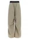 Alexander Wang Wide-leg Cotton-nylon Blend Pants With Jacquard Logo Waistband In Gray