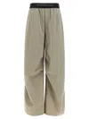 Alexander Wang Wide-leg Cotton-nylon Blend Pants With Jacquard Logo Waistband In Gray