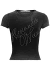 Alexander Wang Crystal Hotfix Tee In Ribbed Jersey In Black