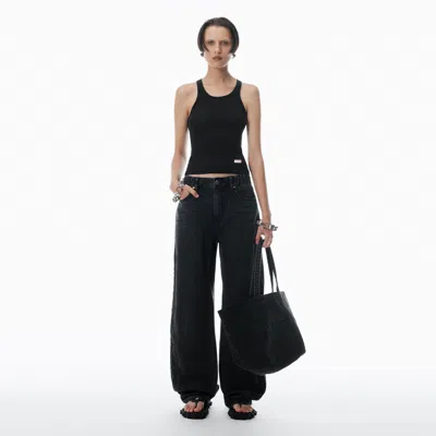 Alexander Wang Logo Embossed Ballon Jogger Pant In Cotton In Grey Aged