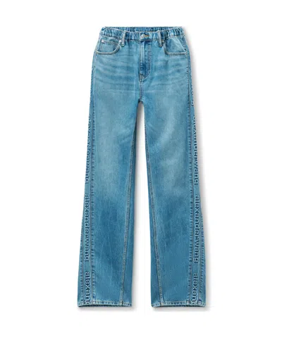 Alexander Wang Logo-embossed Boyfriend Jeans In Blue