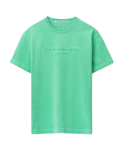 Alexander Wang Logo-embossed Cotton T-shirt In Green