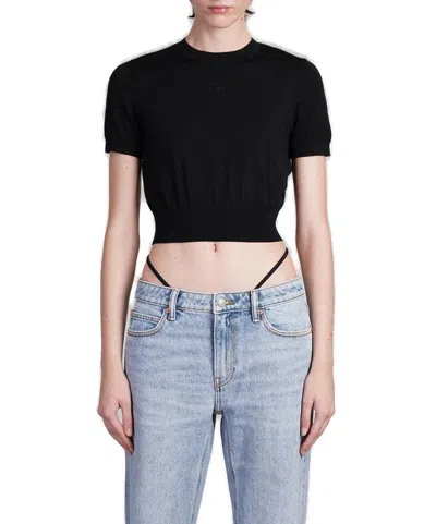 Alexander Wang Cropped Crew Neck Sweater T-shirt Black