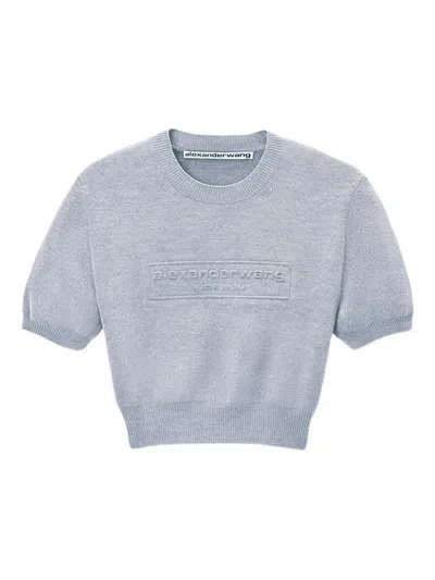 Alexander Wang Logo-embossed Cropped Knit Top