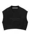 Alexander Wang Logo-debossed Cropped Knitted Top In Black