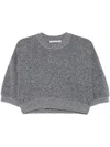 Alexander Wang Logo-embossed Cropped T-shirt In Grey