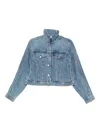 Alexander Wang Logo-embossed Denim Jacket In Blue