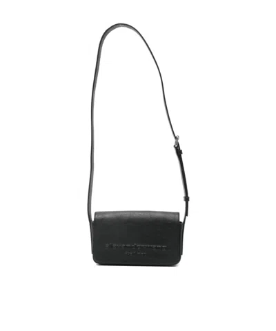 Alexander Wang Logo Embossed Foldover Top Shoulder Bag In Black