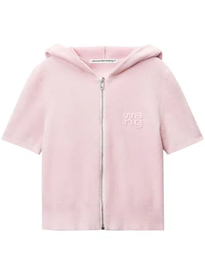 Alexander Wang Logo-embossed Hoodie In Pink