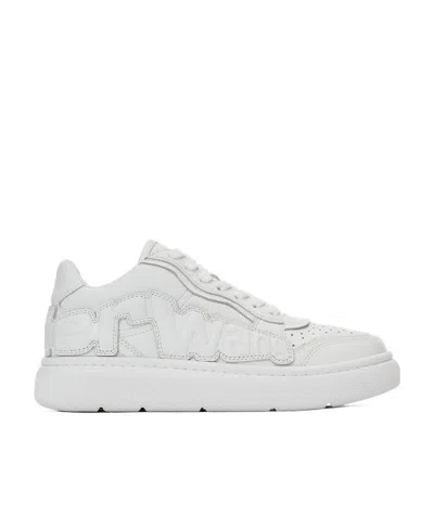Alexander Wang Logo-embossed Leather Sneakers In White