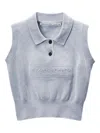 Alexander Wang Logo-embossed Polo Top In Blue