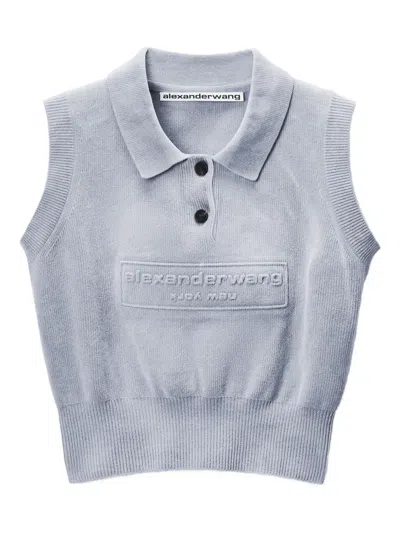 Alexander Wang Logo-embossed Polo Top In Blue