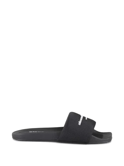 Alexander Wang Logo-embossed Pool Sandals In Black