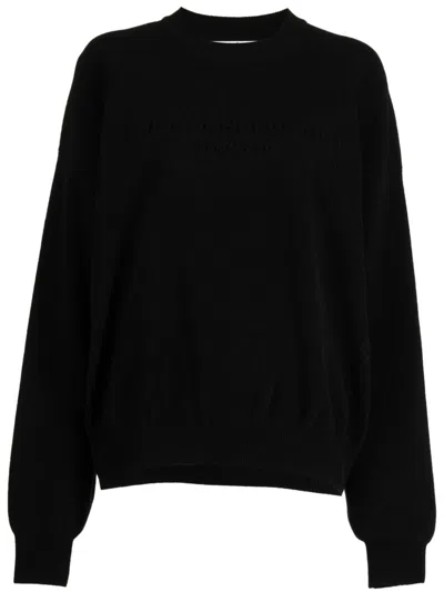 Alexander Wang Logo-embossed Ribbed Jumper In Black
