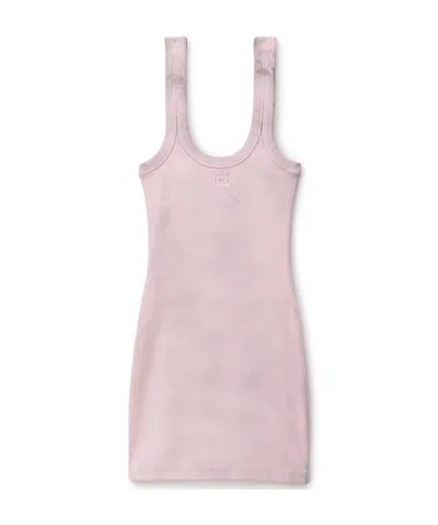 Alexander Wang Logo-embossed Ribbed Tank Dress In Pink
