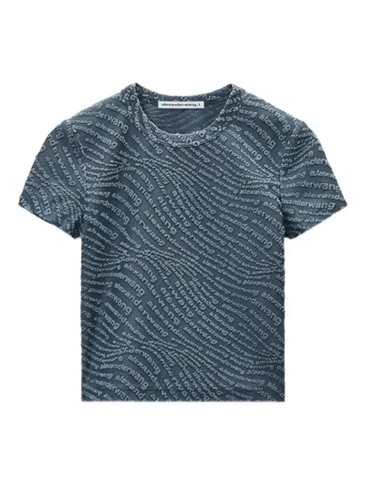Alexander Wang Logo-embossed Short-sleeve Top In Blue