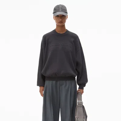 Alexander Wang Logo-embossed Sweater In Rib-knit In Grey