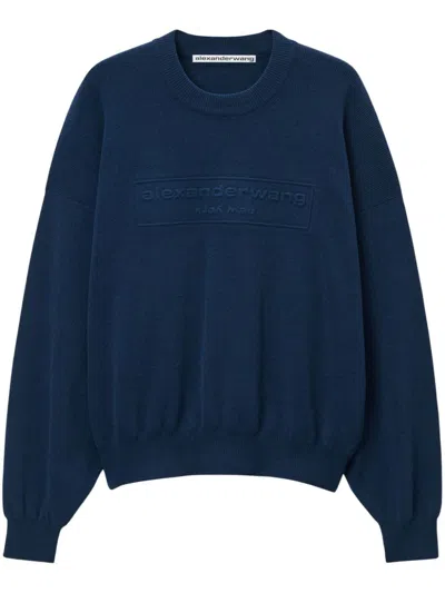 Alexander Wang Logo-embossed Sweatshirt In Blue