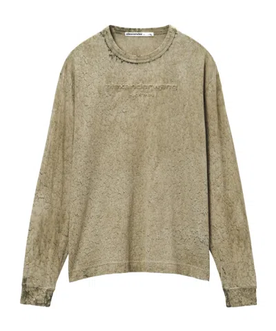Alexander Wang Logo-embossed Tie-dye T-shirt In Nude