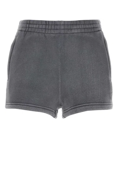 Alexander Wang Elastic Waistband Cotton Blend Shorts In Grey